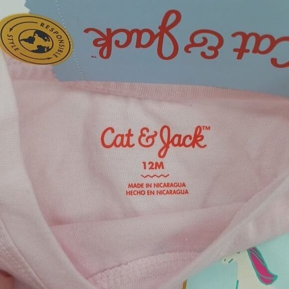 Cat & Jack Long Sleeve T Shirt Pink Snow Globe Unicorn Baby Girl Size 12 Months - Picture 3 of 5